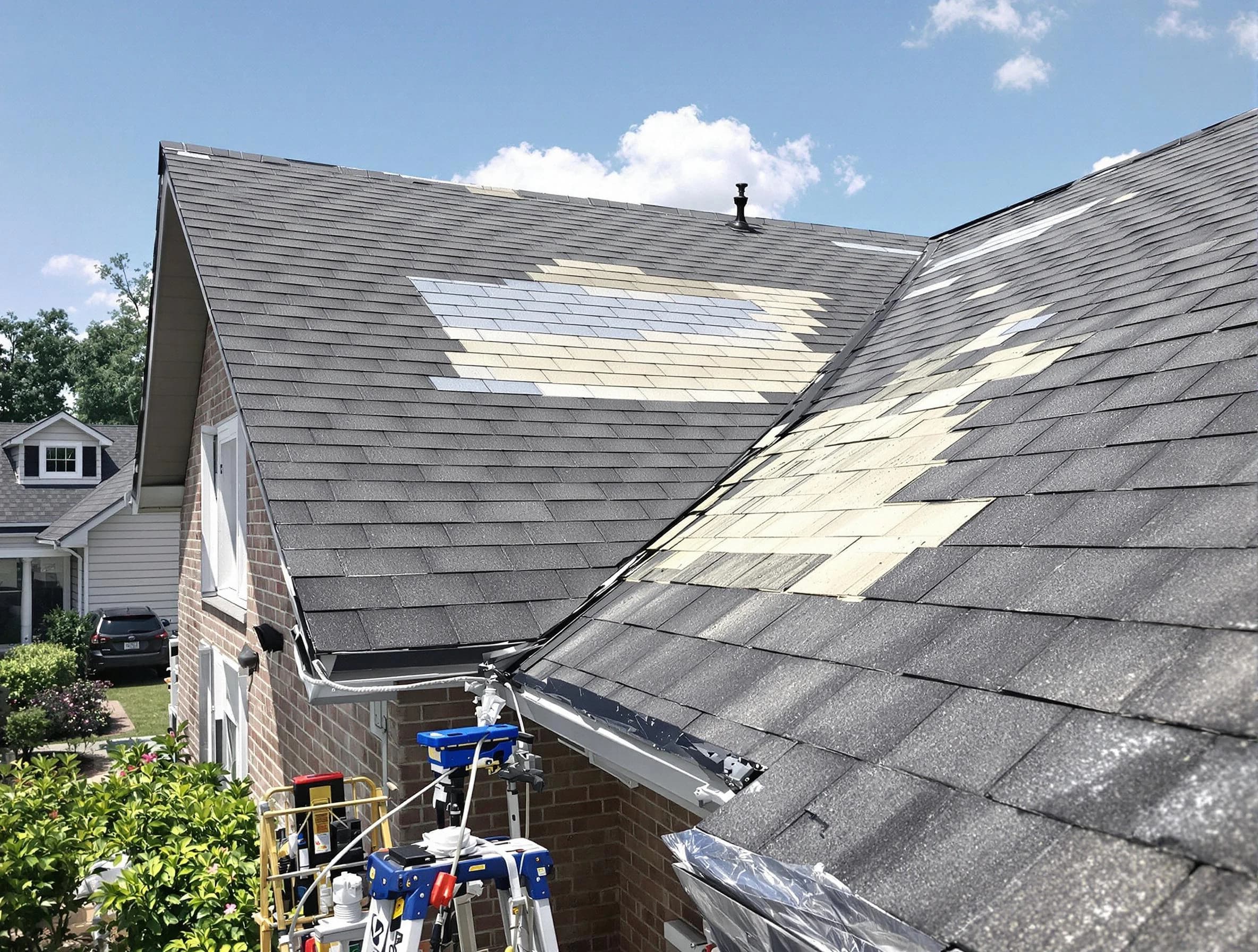 Close-up of roof repairs by North Royalton Roofing Company in North Royalton, OH