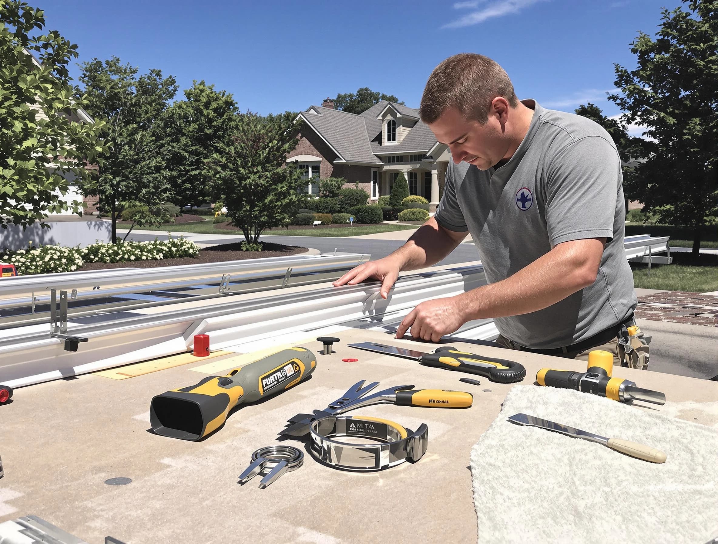 Freshly installed seamless gutter by North Royalton Roofing Company in North Royalton, OH